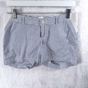 GAP Maternity Seersucker Striped‎ Shorts Blue White SZ 2